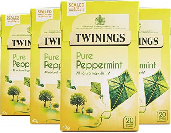 Twinings Pure Peppermint Tea Bags (Pack of 4 x 20 Bags)