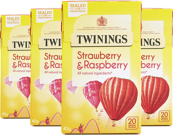 Twinings Strawberry and Raspberry Tea Bags (Pack of 4 x 20 Bags)