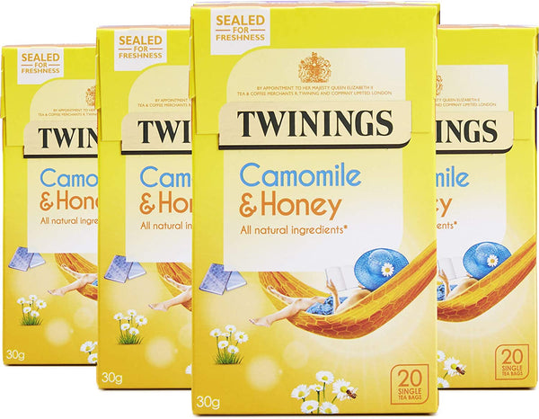 Twinings Camomile and Honey 80 Tea Bags (Pack of 4 x 20 Bags)